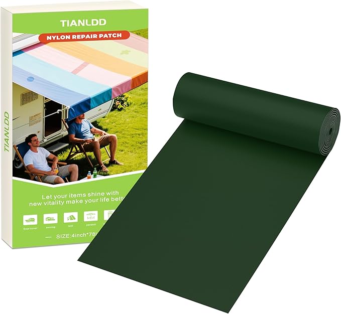 4x78in Nylon Repair Tape，Tent Repair Kit，Self Adhesive Waterproof Fabric Repair Tape for Tent, Umbrella, Sleeping Bag, Down Jackets,Knapsack.（Dark Green）