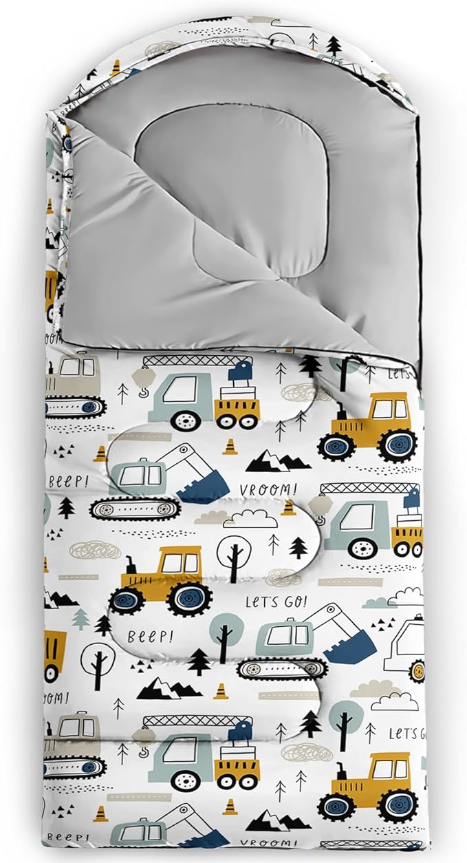 AILONEN Boys Sleeping Bag for Camping,Nautical Anchor,Lightweight & Waterproof,3 Season Warm & Cool Weather,Navy Blue Sleeping Bags for Kids Men Travelling,Outdoors