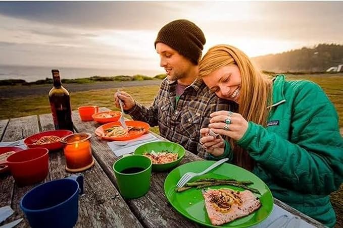 GSI Outdoors Cascadian 1 Person Table Set I 6-Piece Camping, Backpacking Mess Kit, Plastic BPA Free, Plate, Bowl, Mug, Cup & Cutlery Set