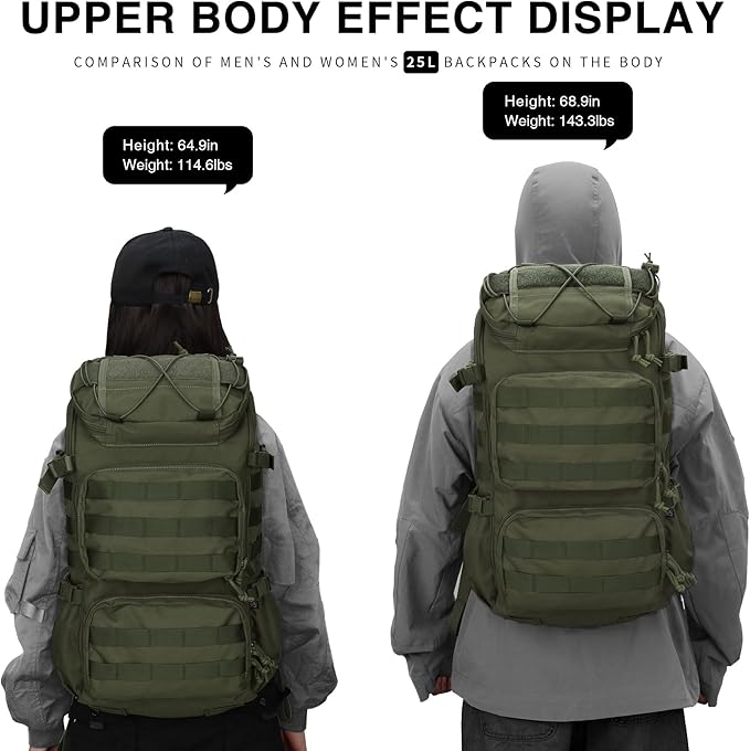 Mardingtop Tactical Backpacks Molle Hiking daypacks for Motorcycle Camping Hiking Military Traveling,25L Backpack