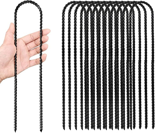 12 Pcs 12 Inch Trampoline Stakes: Trampoline Anchors High Wind Heavy Duty U Stakes for Ground - Trampoline Stakes Tie Down Anchor Kit for Swing Set, Soccer Goal & Camping Tents