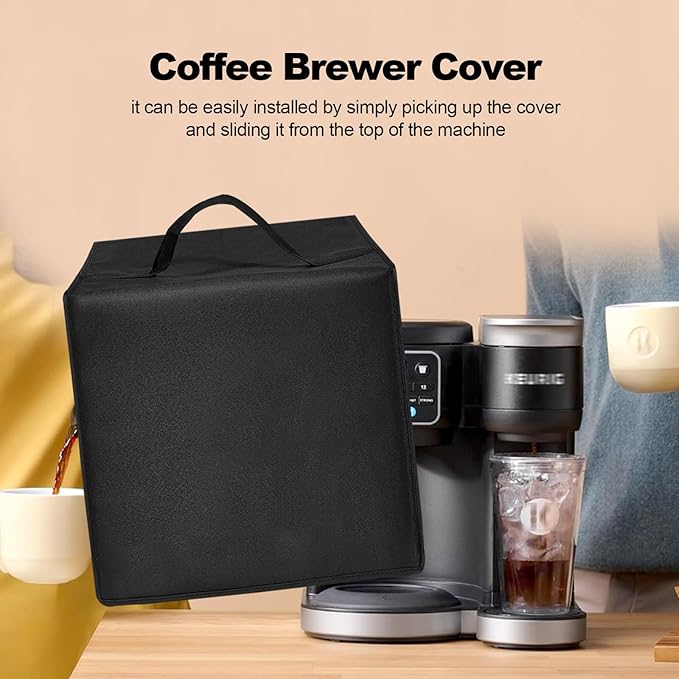 Cold Brew Coffee Maker Cover Drip Coffee Maker Lid Waterproof Antistatic Nylon Case for K-Duo Gen2/K-Cup Gen1 Hot & Iced Single Serve & Carafe Coffee Make 72oz (Black)