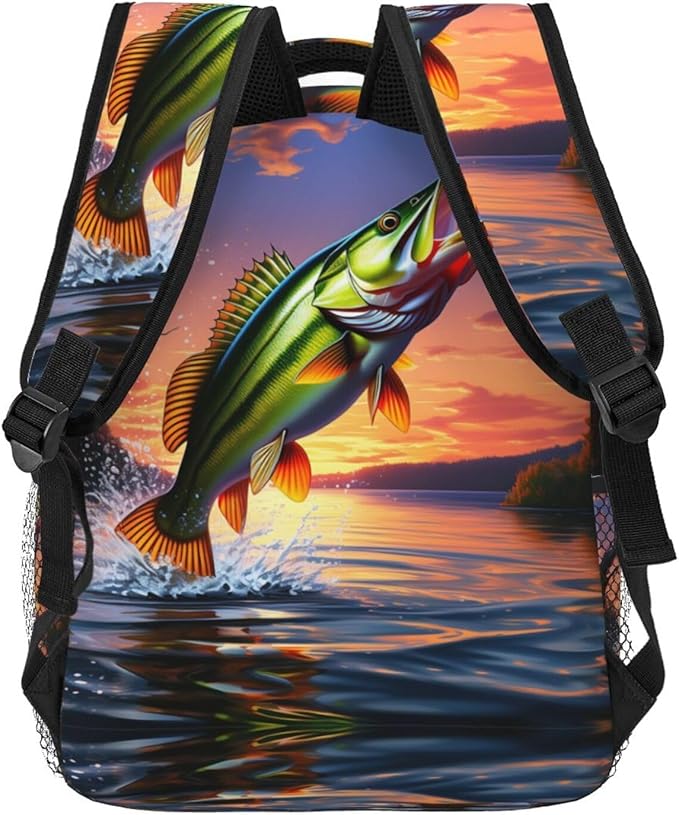 Lightweight Rucksacks for Camping Picnic Walking Cycling, Large Capacity Multipurpose Anti-Theft Carry On Bag, Fish Diving Good Luck Art Travel Hiking Camping Rucksack