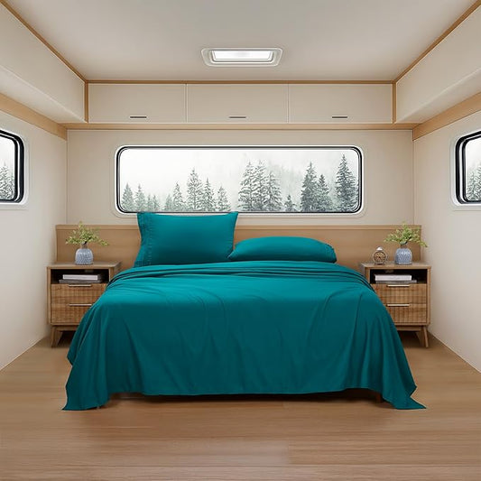 Camping Sheets King Size - Outdoor Air Mattress Sheet Set – Built-in Corner Straps for Air Mattress & Camping Use – Designed for Inflatable Beds & Tailgate Sleepovers, Teal