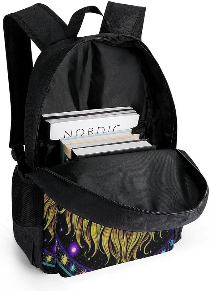 Supdreamc Rucksacks Polyester Anti-Theft Multipurpose Trippy King Of The Lion Art Carry On Bag Large Capacity Gym Outdoor Hiking Backpack With Smooth Zippers