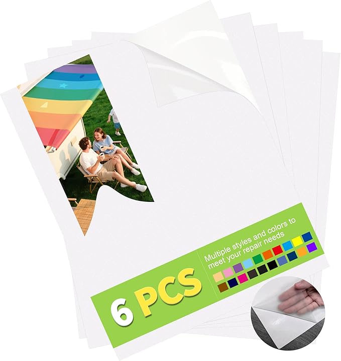 Awning Repair Tape,Tent Patch kit,Waterproof Repair Tape kit of RV Awning,Boat Covers,Canvas,Vinyl Fabric,Tarp,Sail-7x9in （Transparent,6ps）