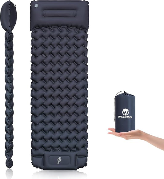 Sleeping Pad for Camping - 4” Thick Inflatable Camping Mat with Built-in Pump & Pillow, Ultralight Self Inflating Camping pad, Backpacking Sleeping Mat for Hiking, Tent, Traveling