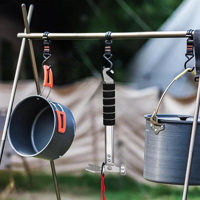 Aluminum Camping Hammer, 3-In-1 Functional Tent Stake Hammer with Puller, Lightweight Tent Mallet for Camping, Hiking & Backpacking, Gray