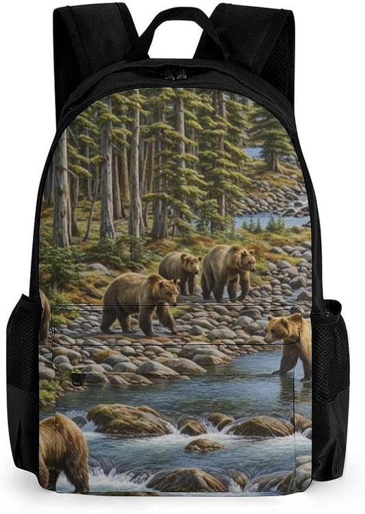 Casual Daypack Multipurpose Anti-Theft Large Capacity Carry On Bag, Western Mountain Bear Retro Casual Daypack Climbing Shoulder Bag With Padded Straps