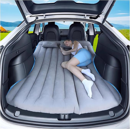 Car Air Mattress Camping Bed, Inflatable Bed Car Mattress for Model Y SUV Truck Backseat Trunk, Portable Foldable AirBed Sleeping Mat Tent Pad SUV Mattress for Car Travel Home (Grey)