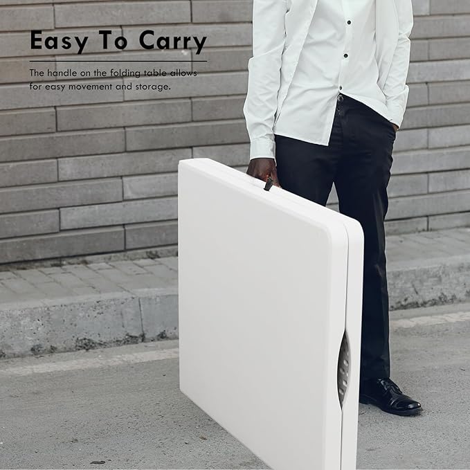 8ft Folding Table, Foldable Table with Foldable, Easy to Carry, for Family Gatherings, Outdoor Gatherings, Indoor