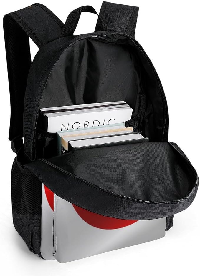 Polyester Daypack Backpack for Sports Travel Running, Big Capacity Anti-Theft Multipurpose Carry On Bag, Flag Of Japan Laptop Book Bag Rucksack