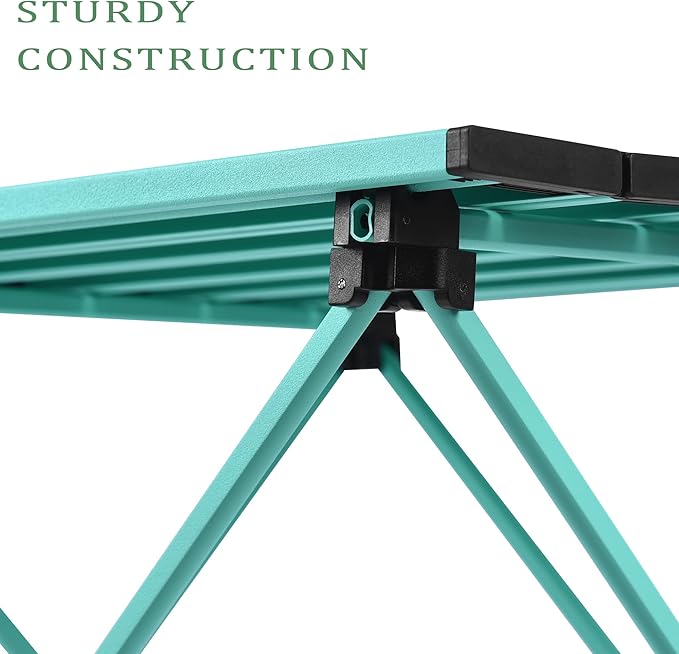 Grope Camping Table with Aluminum Table Top, Folding Beach Table Easy to Carry, Prefect for Outdoor, Picnic, BBQ, Cooking, Festival, Beach, Home (Sky Blue-S)