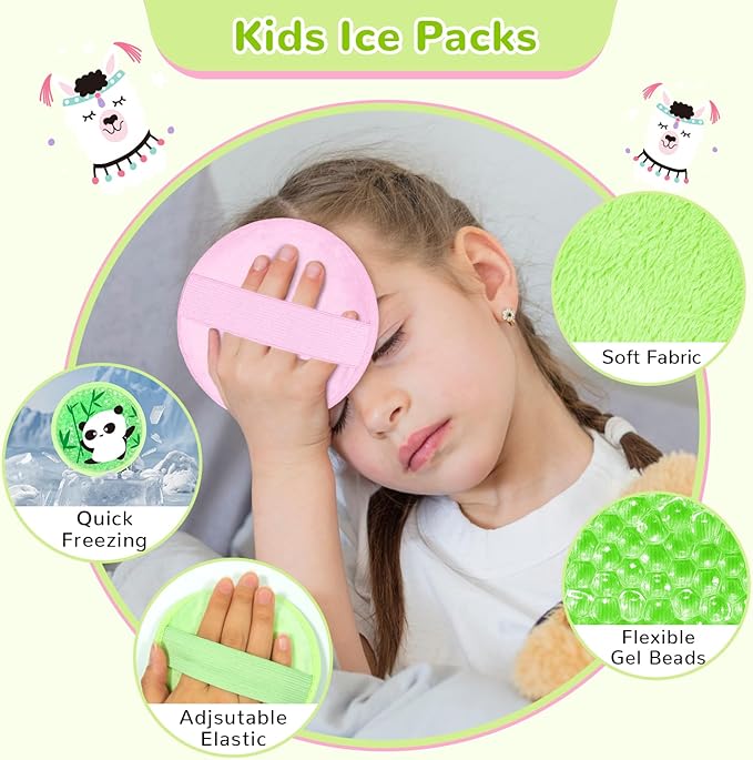 Kids Ice Packs for Boo Boos, Boo Boo Ice Packs for Kids, 2 Packs Cute Hot Cold Gel ice Packs for Injuries Reusable for Kid's Fever, Pain Relief, Wisdom Teeth, First Aid and Head, Arms, Legs Injuries