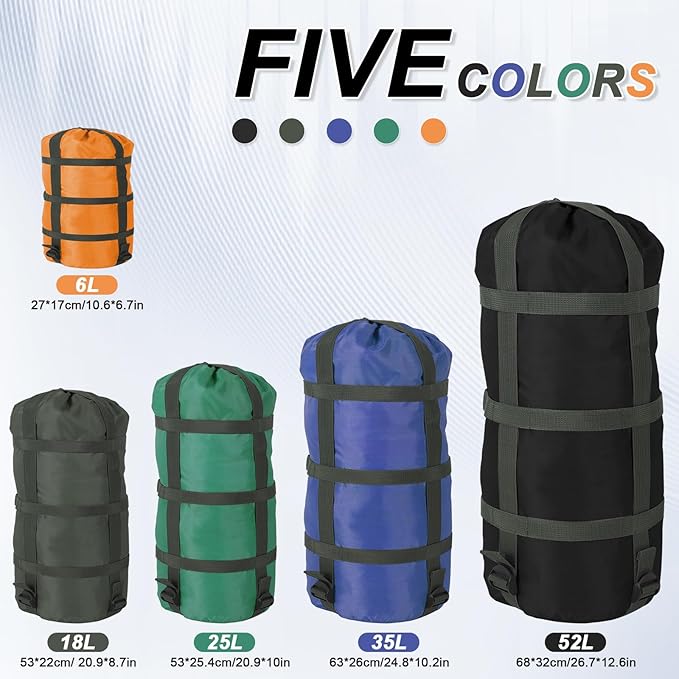 Compression Sacks Ultralight Sleeping Bag Stuff Sack Nylon Compression Stuff Sacks Water Resistant Compression Bag for Backpacking Camping Space Saving Hiking Gear Outdoor