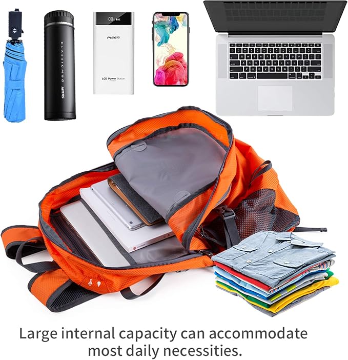 NODLAND Lightweight Backpack, Travel 40L Foldable Water-Resistant Daypack, Hiking Outdoor Camping Rucksack for Men Women