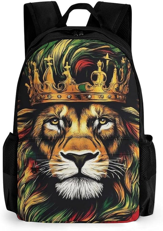 Supdreamc Shoulder Book Bags Anti-Theft Multipurpose Big Capacity Bookbag, Rasta Flag Lion Splatter Painting Travel Hiking Backpack With Smooth Zippers