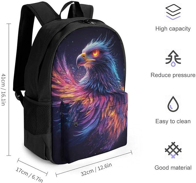 Casual Daypack Multipurpose Anti-Theft Large Capacity Carry On Bag, Colorful Space Eagle Art Casual Daypack Climbing Shoulder Bag With Padded Straps