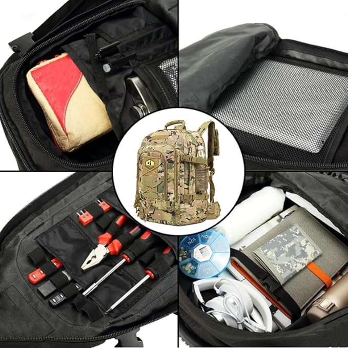 40L Large capacity backpack for men, Hiking backpack,Waterproof bag,large-capacity Tactical backpack with MOLLE System,Suitable for camping,Hunting,mountain climbing(Camouflage)