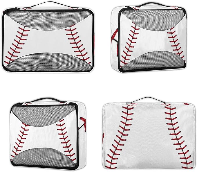 Baseball Compression Packing Cubes for Travel,Expandable Cubes Storage Bag Carry on Luggage Organizers for Toiletry Clothes Shoe Accessories 4 Set
