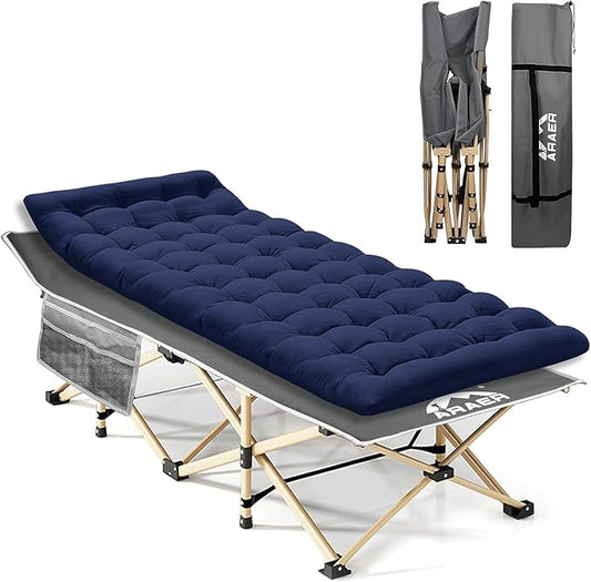 Camping Cot, 450LBS(Max Load), Portable Folding Outdoor Bed with Carry Bag for Adults Kids, Heavy Duty Cot for Traveling Gear Supplier, Office Nap, Beach Vocation and Home Lounging (Navy Blue)