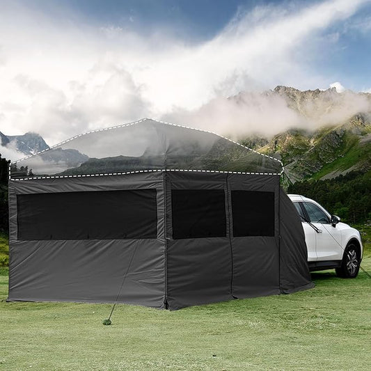 KAMPKEEPER 5pcs Sidewalls for 10X10 Commercial Instant Canopy Tent, Converts Canopies into Tent for Camping with Removable SUV Tailgate (Canopy Pole/Shelter NOT Included) (Black)