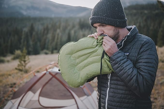 TREKOLOGY ALUFT2.0 (Light Blue) & UL Sleeping Pad-Compressible, Compact, Comfortable, Ergonomic Inflating Pillow, Inflatable Camping Mat for Travel. Compact Lightweight Sleeping System