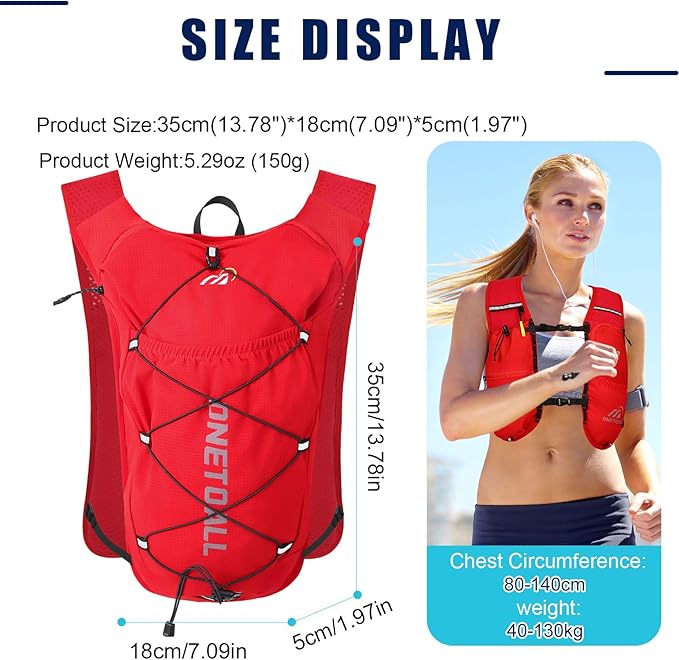 Running Vest for Women & Men, 6L Hydration Backpack with 2L Water Bladder, Lightweight Water Backpack for Trail Running, Marathon, Hiking, Cycling, Jogging, Adjustable Fit