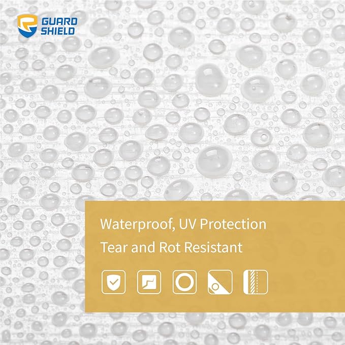 GUARD SHIELD Tarps Heavy Duty Waterproof 12x20 Feet White Poly Tarp Cover Outdoor Thick UV Resistant Tarpaulin with Grommets 10mil (2-Pack)