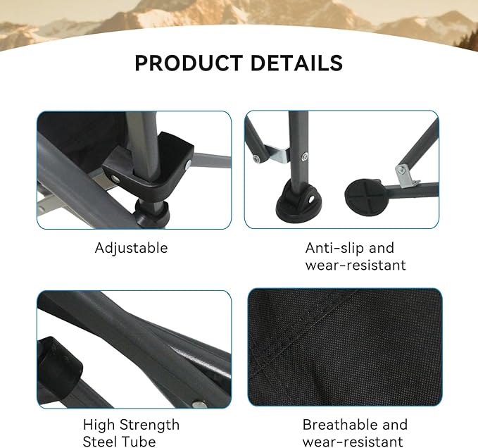 Portable Camping Chairs- Lightweight,Back with Side Pockets & Cup Holder,Large Foldable Camping Chair for Tailgating, Firepits,Fishing, Hiking, Travel, Picnic, Beach Patio, & More