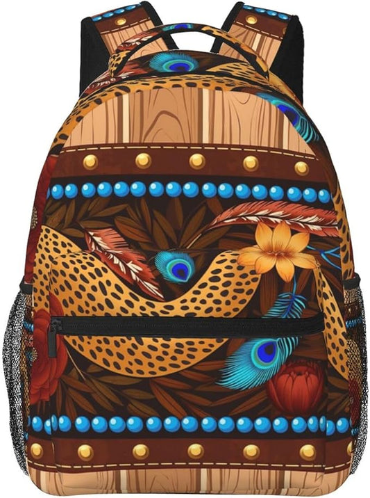 Shoulder Book Bags Anti-Theft Multipurpose Big Capacity Bookbag, 90S Sunflower Leopard Travel Hiking Backpack With Smooth Zippers