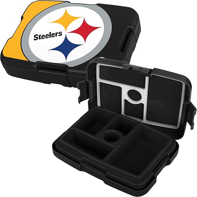 FOCO NFL Unisex-Adult Officially Licensed 2-Tone Big Logo Team Color Football Leak Proof 5 Compartment Bento Lunch Box - Pittsburgh Steelers