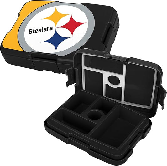 FOCO NFL Unisex-Adult Officially Licensed 2-Tone Big Logo Team Color Football Leak Proof 5 Compartment Bento Lunch Box - Pittsburgh Steelers