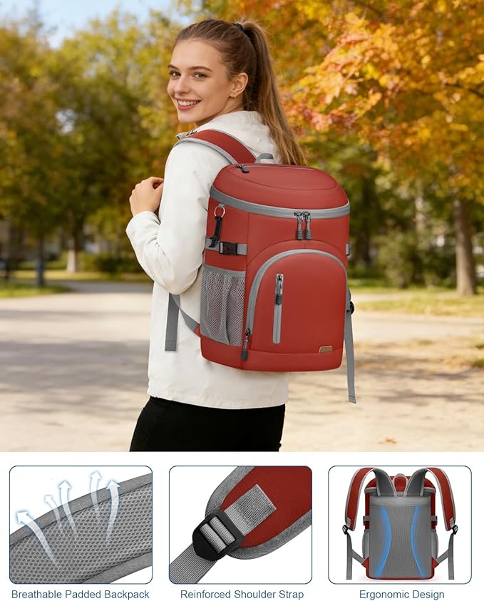 Cooler Backpack Insulated Waterproof,30/45 Cans Backpack Coolers Leakproof Lunch Backpack for Men Women Portable Soft Cooler Bag for Beach Camping Trave Picnic