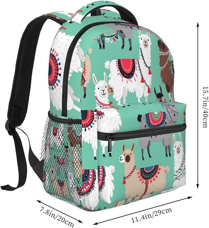Lightweight Backpack for Gym Travel Bicycle, Big Capacity Multipurpose Anti-Theft Carry On Bag, Alpaca Llama Animal Travel Hiking Bag Day Pack