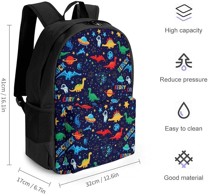 Polyester Daypack Bookbag for Gym Business Bicycle, Large Capacity Multipurpose Anti-Theft Carry On Bag, Zodiac Constellation Planet Galaxy Starry Stars Space Cartoon Dinosaurs Travel Hiking Daypack