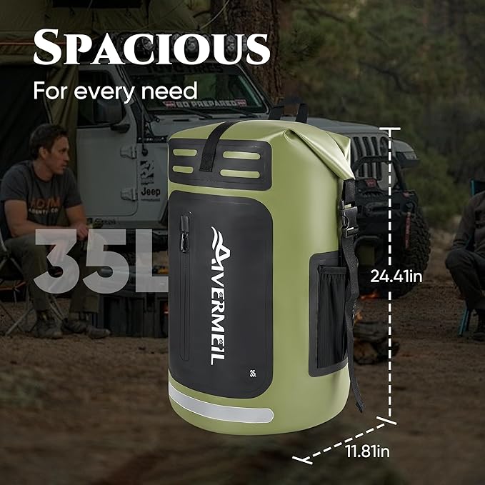 Waterproof Dry Bag with Waterproof Phone Case Green