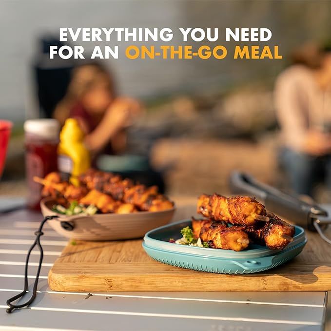 UCO 4-Piece Camping Mess Kit with Bowl, Plate and 3-in-1 Spork Utensil Set