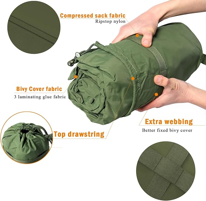 MT Military Nanovee Bivy Cover – Lightweight Army Modular Sleeping Bag System Shell, Summer Sleeping Gear or Layered Cold Weather Protection