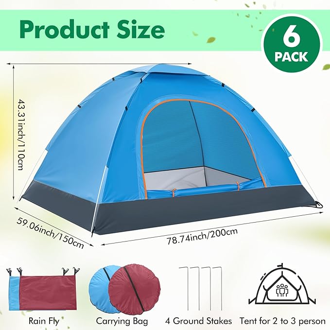 Woanger 10/16 Pack Bulk 2 Person Camping Tents for Homeless Lightweight Tent with Rain Fly and Carrying Bag Waterproof Windproof Setup Pop Up for Camping Backpacking Donation