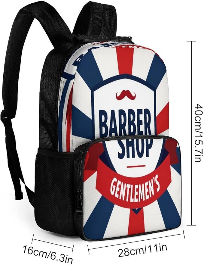 Men Women Lightweight Vintage Emblem Of Barber Shop Flag Backpack Large Capacity Carry On Bag With Padded Straps for Sports Work Walking Cycling