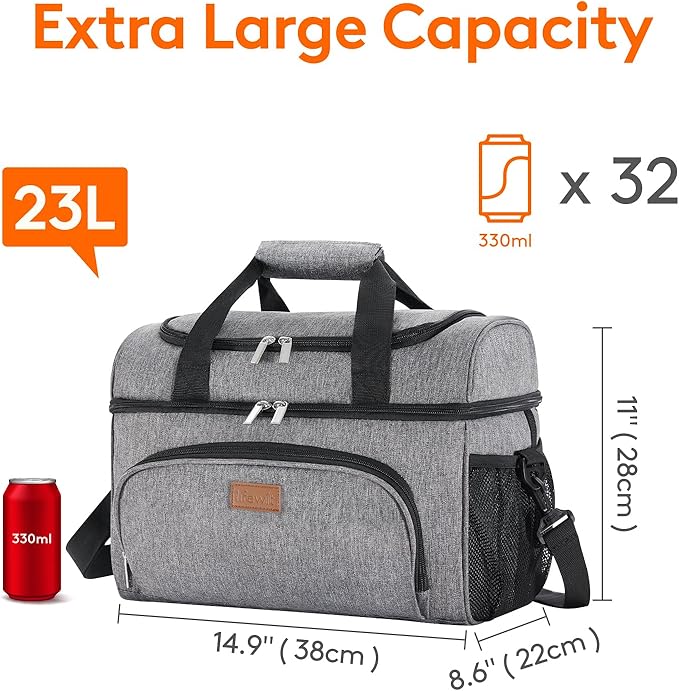 Lifewit Insulated Cooler Bag, 32/48 Can Large Leakproof Beach Cooler, Lightweight Portable Double Layer Soft-Sided Travel Ice Chest for Camping, Kayaking, Road Trips, Grocery Shopping