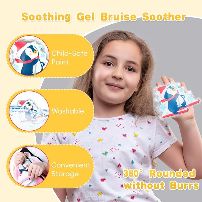 Kids Ice Packs for Boo Boos, 3 Packs Toddler Gel Ice Packs for Injuries Reusable, Hot Cold Compress for Children's Fever Pain Relief, Wisdom Teeth, First Aid, Bumps & Bruises