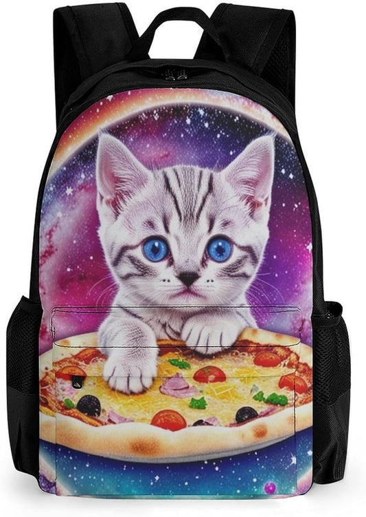 Supdreamc Men Women Polyester Galaxy Taco Cat Pizza Casual Daypack Large Capacity Carry On Bag With Adjustable Shoulder Straps for Camping Work Running