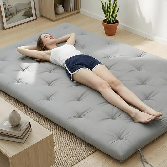 Syrinx Water Resistant Japanese Futon Mattress, Full Size 75"x54", 2.5 Inch Thick Japanese Floor Mattress Tatami Mat, Foldable Floor Bed Sleeping Pad for Dormitory Guest Room Camping
