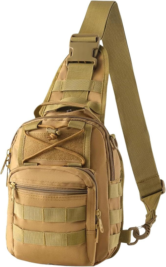 Tactical Shoulder Sling Bag Small Outdoor Chest Pack Backpack for Men Traveling, Trekking, Camping, Sling Backpack