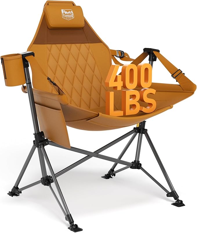 TIMBER RIDGE Hammock Camping Chair, Oversized Swinging Chair with Adjustable Back and Seat Height, Portable Folding Rocking Camping Chair for Outdoor Lawn, Backyard and Patio, Supports 400lbs