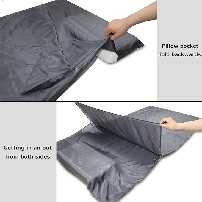 BROWINT Silk Sleeping Bag Liner, Silk Sleep Sack, Extra Wide 87"x43", Lightweight Travel Sheet for Hotels, More Colors for Option, Reinforced Gussets