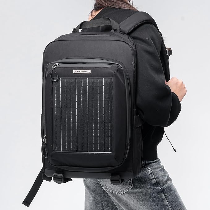 ROCKBROS Solar Backpack for Outdoor Emergency Charging Multi-compartment Large Capacity for Hiking Camping Traveling Cycling Duffel Bag