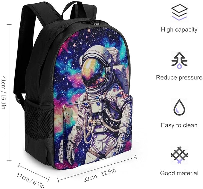 Supdreamc Lightweight Backpack for Gym Travel Bicycle, Big Capacity Multipurpose Anti-Theft Carry On Bag, Space Astronaut Galaxy Starry Art Travel Hiking Bag Day Pack